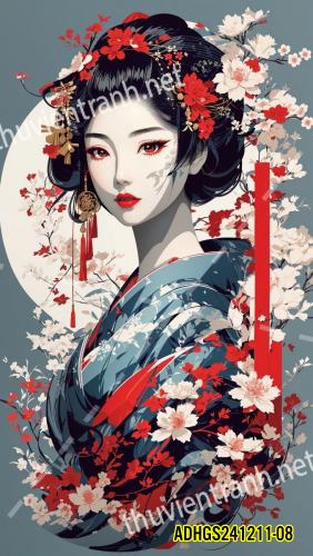 Tranh dán tường hoa cô gái Geisha Nhật Bản-ADHGS241211-08 - Kết quả tìm kiếm tranh tường